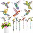 Colingmill 6 Sets Hummingbird Diamond Painting Art Garden Stakes with Colorful Beads, Hummingbird DIY Garden Stakes Crafts Diamond Art Kits for Adults Christmas Spring Bonsai Pot Plant Garden Decor