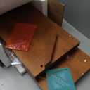 Kate and Laurel Meridien Mid-Century Wall Shelves, 24" x 8" x 24", Walnut, Transitional Wall Decor and Storage