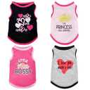 Pistha 4 Pack Dog Shirts Summer Printed Puppy Clothes Cute Sleeveless Pet T Shirts Dog Clothes for Small Medium Dogs Cats Girl(XS)