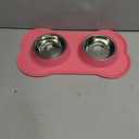AsFrost Dog Food Bowls Stainless Steel Pet Bowls & Dog Water Bowls with No-Spill and Non-Skid, Feeder Bowls with Dog Bowl Mat for Dogs Cats and Pets-Pink, 24 0z in Total