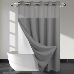 River Dream Heavyweight Grey No Hooks Required Dotted Waffle Weave Shower Curtain with Snap in Liner - 71W x 74H,Hotel Grade,Spa Like Bath Curtain,Gray