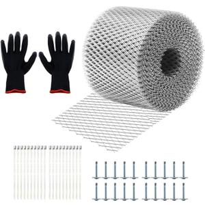 5 Inch X 100 Feet Gutter Guard Mesh Roll,Leaf Filter Gutter Protection Roll with Installation Screws,DIY Leaf Filter Rainwater,Used for Filter Roof Tree Branches (Silver)