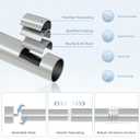 VOIIY 2 Pack Curtain Rods for Windows 28 to 48 Inch(1.5-5 Feet), Silver 1'' Diameter Drapery Rods with End Cap Style Design, Modern Adjustable Heavy Duty Curtain Rod, Size:30''-60''