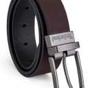 Timberland Boys Reversible Leather Belt for Kids (Large, Brown/Black)