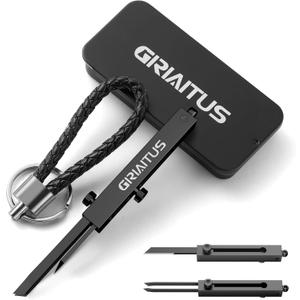 EDC Pocket Knife 2 in1 Keychain Tweezers Precision Multitool Box Cutter Retractable Multi Tool Utility Knife Portable for Splinters, Craft, Jewelry, Soldering, Outdoor Work Men Women Gift (Black)