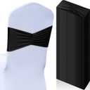 Moukeren 50 Pcs Spandex Chair Sashes Bows Stretch Chair Bands Slider Sashes Elastic Ties Ribbon Covers for Wedding Party Events Ceremony Birthday Banquet Decorations(Black)