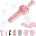 Fog Bubble Machine,Elastic Smoke Bubble Machine,Rechargeable Automatic Smoke Bubble Maker,Colorful Lights & Music,Magic Fog Bubble Wand Summer Christmas Birthday (A-Pink)