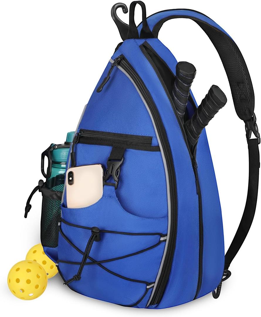 Goloni Pickleball Bag for Women,Mens Pickle ball Backpack,Lightweight Sling Bag with Fence Hook,Large Capacity,Safety Pocket (Blue)