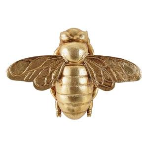 Gold Bee Figurines, 3D Hanging Honey Bee Wall Sculpture, Golden Resin insect Wall Mounted Decoration, Artwork Decor for Living Room (Antique Gold)