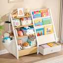 Kids Bookshelf and Toy Storage - Book Shelf for Kids Rooms, Toddler Bookshelf Baby Bookcase for Nursery, Montessori Toy Organizer, Burlywood