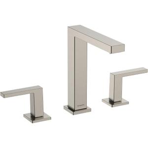 hansgrohe Tecturis E Widespread -Handle -Hole 8-inch Tall Bathroom Sink Faucet in Brushed Nickel, 73031821