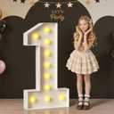 4FT Marquee Light Up Numbers, Large Marquee Numbers 1 for 21st 1st Birthday Decorations for Boy Girl, Giant Light Up Numbers for Party Anniversary, Marquee Letters Pre-Cut Mosaic Numbers for Balloons