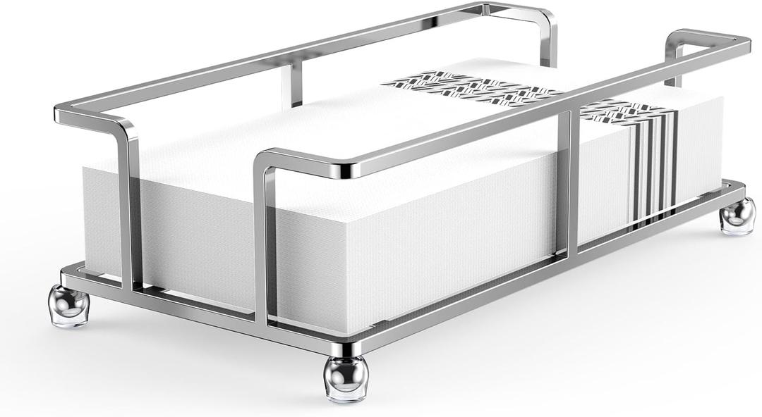 Update Bathroom Paper Towel Holder Bathroom Guest Towel Holder Tray for Bathroom Napkin Holder Guest Towels Disposable Bathroom Napkin Holder, Bathroom, Kitchen Dinning Table (Chrome)