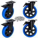 6 inch Heavy Duty Caster Wheel 2400 Lbs Swivel Caster Wheel Industrial Casters Set of 4 Plate Casters Dual Lockable 360 Degree Polyurethane Wheels for Cart Trolleys Furniture Equipment