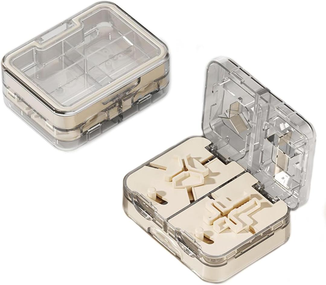 Pill Cutter Splitter 1/3, 1/4 with Centering Device for Small and Large Oblong Oval Tablets with Pill Storage, for Quarter, Third and Half
