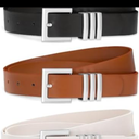 3 Pack Women Leather Belt for Jeans Pants Dresses Fashion Ladies Waist Belts with Gold Buckle (F-black+brown+beige(square Gold Buckle))