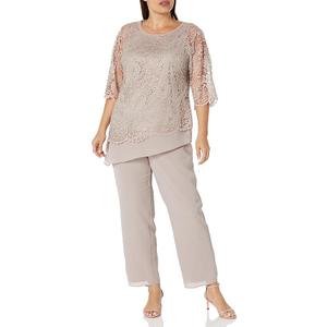 Le Bos womens 2 Piece Elegant and Chic Classic Fitting Lace Pant Set, Size 12