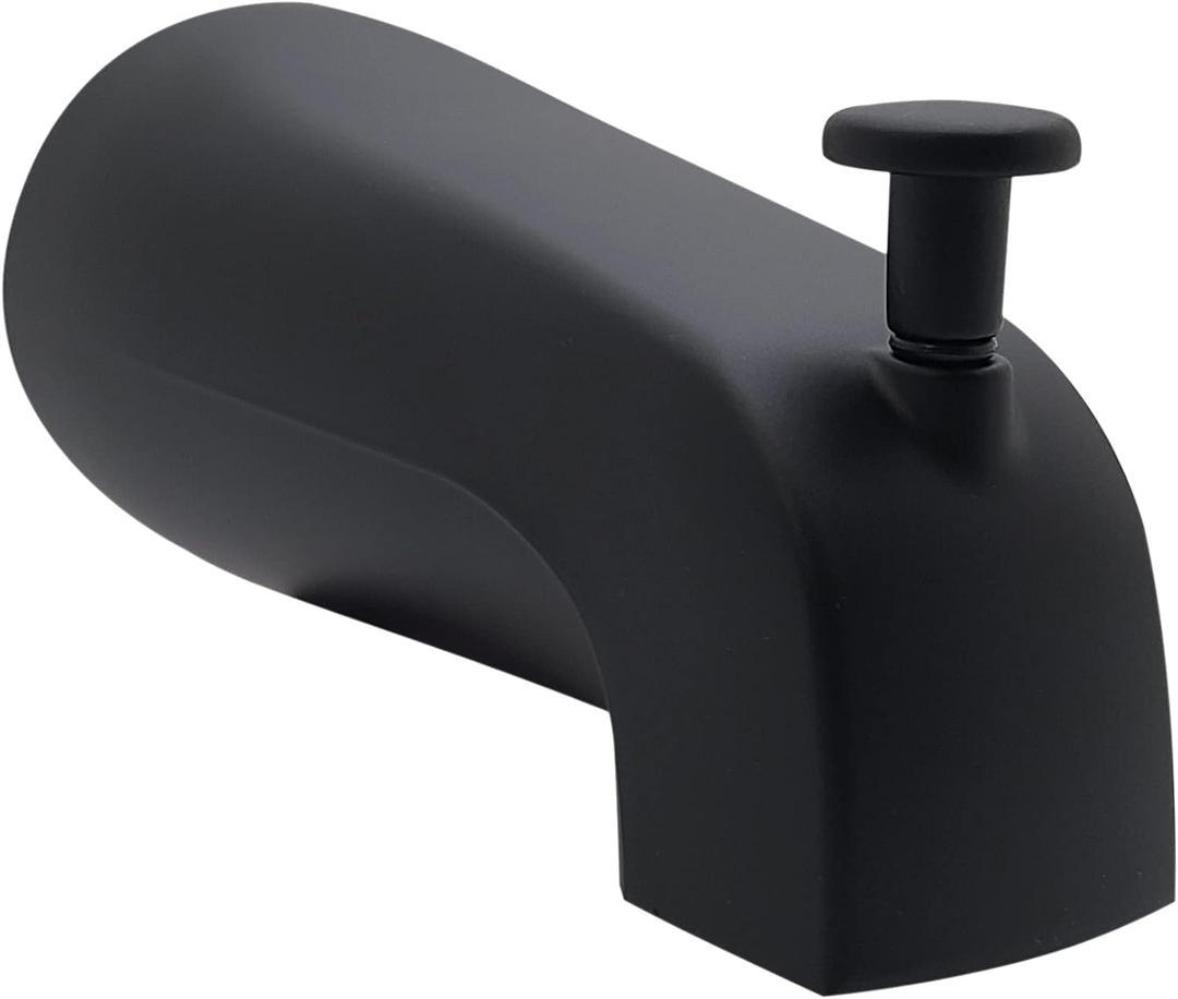 Westbrass E531D-1F-62 5-1/4" Reach Wall Mount Tub Spout with Front Diverter, Matte Black