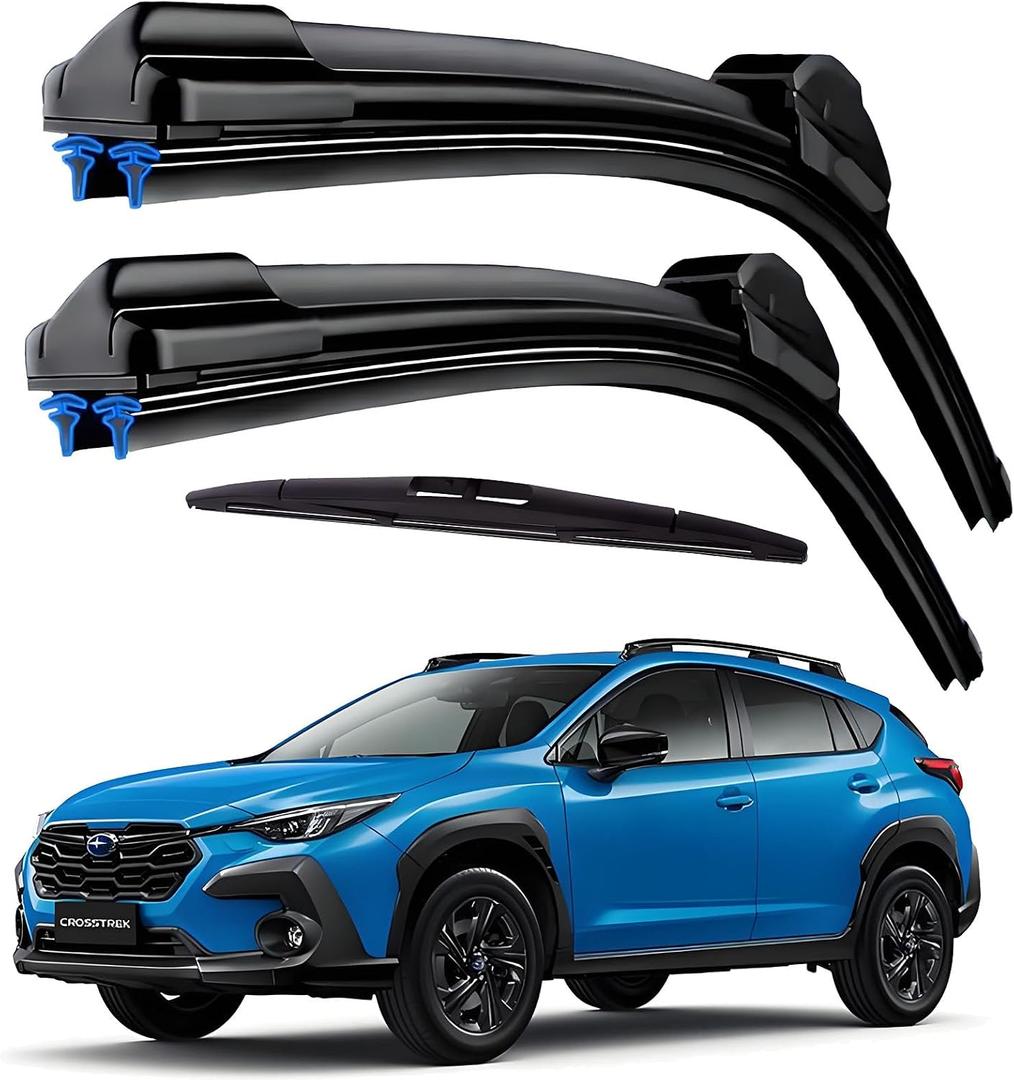 Dual Rubber Blade Windshield Wipers for 2025 2024 2023 2022 2021 2020 2019 2018 Subaru Crosstrek/Impreza 2017-2025 Automotive Replacement Wiper Blades 26"/16"/12" Rear Wiper (Set of 3) Top Lock