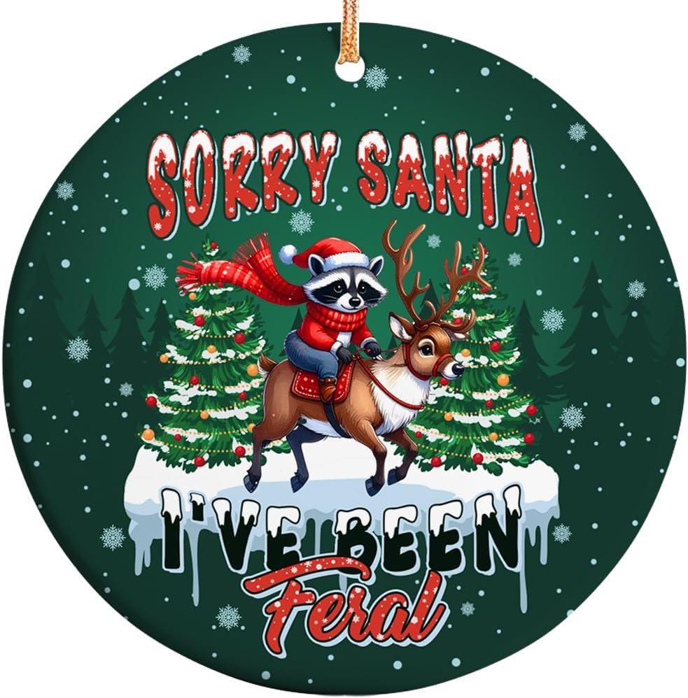 2 x 2025 Christmas Ornament  Sorry Santa I Have Been Feral Funny Naughty Holiday Ornament Gift, Xmas Tree Decoration Gift