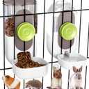 Kenond Hanging Automatic Pet Food Water Dispenser, 35oz Rabbit Feeder Guinea Pig Water Bottle Food Feeder for Ferret Guinea Pig Rabbit(White)