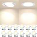 Amico 12 Pack 6 Inch Gimbal LED Recessed Lighting, 40 Tilt Adjustable Directional Canless Downlight, 2700K/3000K/3500K/4000K/5000K Selectable, Better Airtight, 15W 100W Eqv, 1100LM, ETL&FCC