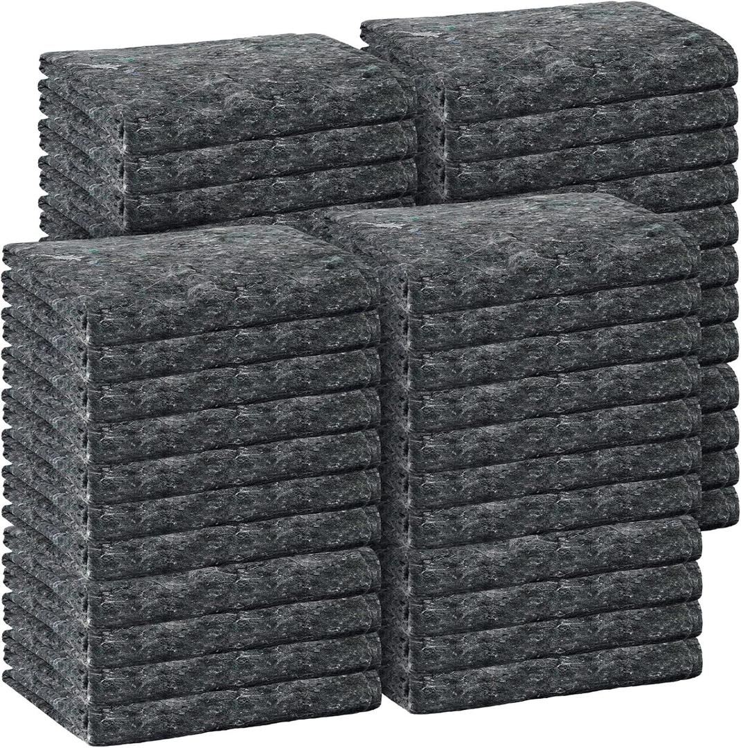 32 Pieces Textile Moving Blankets Bulk 54 x 72 Inch Furniture Blanket High Tensile Strength Pads Shipping Packing Blanket for Moving Furniture Floors Moves and Storage Equipment(Grey)