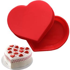 Large Heart Silicone Cake Pan Mold Easy Release Chocolate Mold Cake Trays for Valentine's Day Mousse Cake Baking, French Dessert, Jello, Pastry, Brownie, Ice Cube, Soap