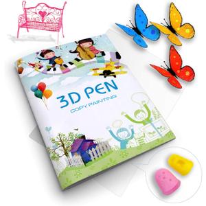 3D Printing Drawing Book, Reusable Colorful 40 Patterns Thick Paper Template with a Clear Plate, Painting Graffiti Template for 3D Pen DIY Gift