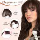 2 x Bangs Hair Clip in Bangs,100% Human Hair Fake Bangs Clip on Bangs Blonde,Faux Bangs Clip in Hair Extensions,French Bangs Fringe With Temples Hairpieces Curved Bangs for Daily Wear