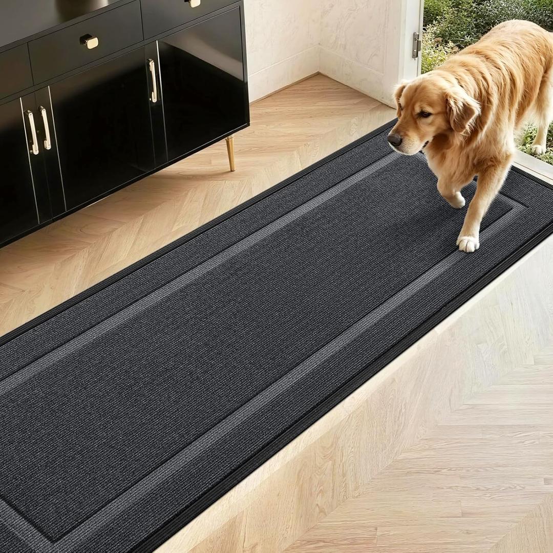 Extra Large Front Door Mat Outside Entrance Indoor Doormat, 60" x 34" Outdoor Mats For Patio Waterproof, Outdoor Door Mats For Outside Entry, Indoor Rugs for Entryway, Sturdy Natural Rubber, Drak Gray