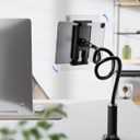 Gooseneck Tablet Holder, Tablet Stand : Flexible Arm Clip Tablet Mount Compatible with iPad mini Pro Air, Kindle, Switch, Galaxy Tabs, More 4.7-11" Devices-(Black)