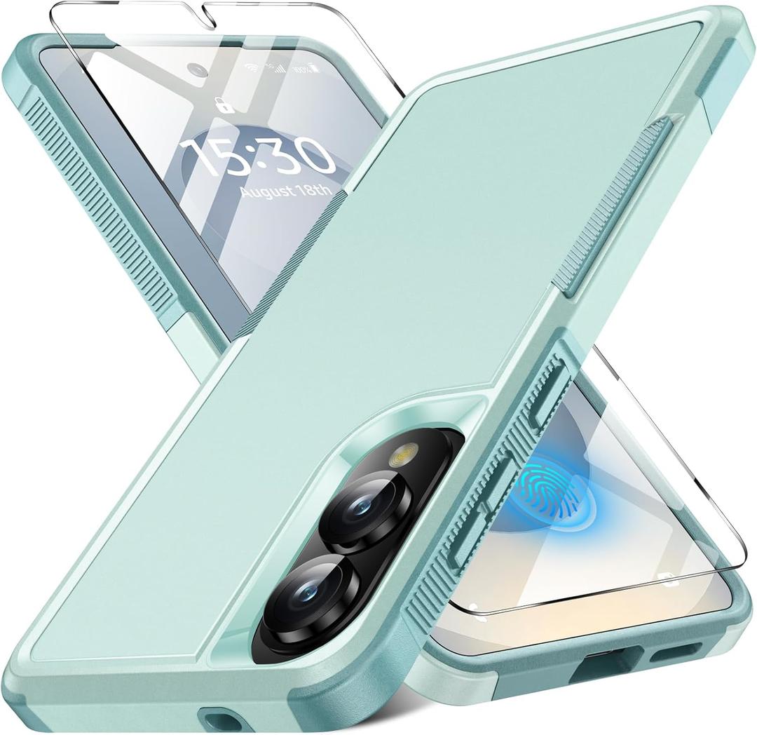for Samsung Galaxy S25 Edge Case with Screen Protector, [Military Grade Drop Protection] Dual Layer Heavy Duty Shockproof Protective Phone Case for Samsung S25 Edge (Mint Green)