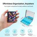 Metal 7 Day Pill Organizer, Cute Small Weekly Pill Case with 8 Compartments for Travel, Moisture-Proof Medicine Holder for Purse, Compact Daily Vitamin Box (Glow Dragonflies)