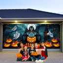 Trgowaul Happy Halloween Garage Door Decorations, 7 * 16Ft Garage Door Cover Banner Backdrop, Pumpkin Grim Reaper Indoor Outdoor Party Supplies Photography Background Sign Poster
