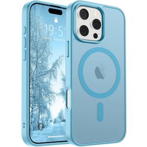 SUPFINE Magnetic for iPhone 16 Pro Case (Compatible with MagSafe) (Military Grade Drop Protection) Slim Translucent Matte Shockproof with Anti-Fingerprint Phone Case,Light Blue