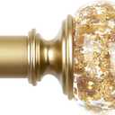 7/8 inch Curtain Rods for Windows 66 to 120 Inch, USFOOK Telescoping Splicing Drapery Rods, Decoration for Home with Luxury Gold Decorative Translucent Finials