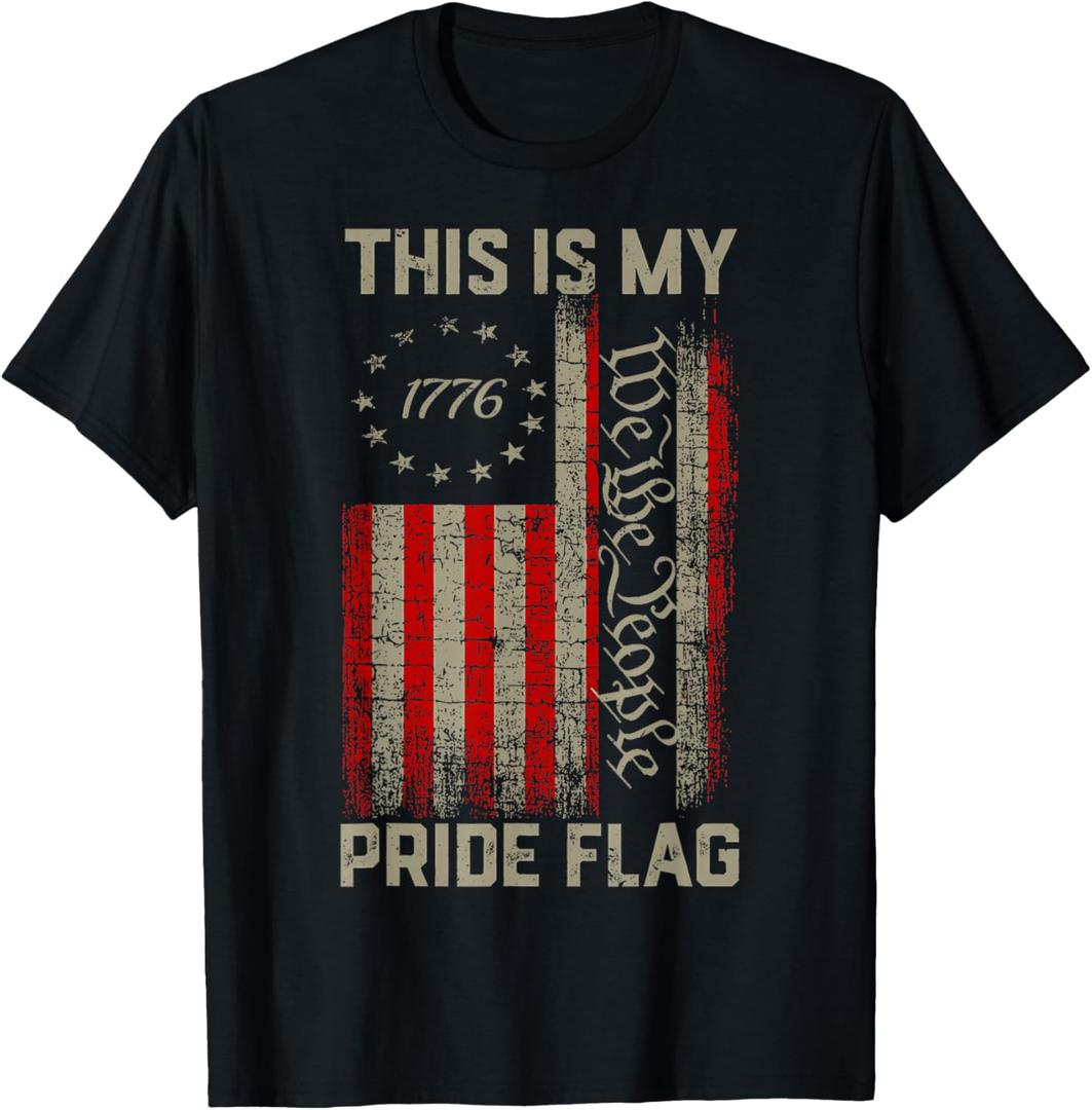 This is My Pride Flag USA American 4th of July Patriotic T-Shirt, XL
