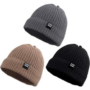JANGANNSA Simple Knitted Baby Beanie Hip-Hop Boys Winter Hat Toddler Kids Bonnet for Girls 0-5Y (0-6 Months, Black+khaki+gray)