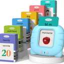 Startcan Spanish & English Talking Flash Cards for Toddlers 1 2 3 4 5 6, Audible Toys for Kids to Learn Spanish - 258 Cards and 516 Words(Blue)