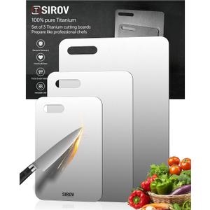 Katuchef Titanium Cutting Board for Kitchen, 100% Pure Titanium Cutting Board Food Grade,Non Toxic chopping board, Dishwasher safe, Easy to Clean(3PCS)