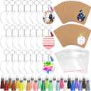 ZOCONE 144 PCS 2 INCH Acrylic Keychain Blanks Set, Clear Circle Acrylic Blank Bulk with Keychain Ring, Display Card, Packing Bag, Jump Rings, Tassels for Vinyl DIY Keychain Earring and Craft Project