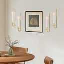 Gold Candle Sconces Set of 4, Taper & Pillar Wall Candle Holder, Gold Wall Decor, for Entryway, Fireplace, Stair Corner