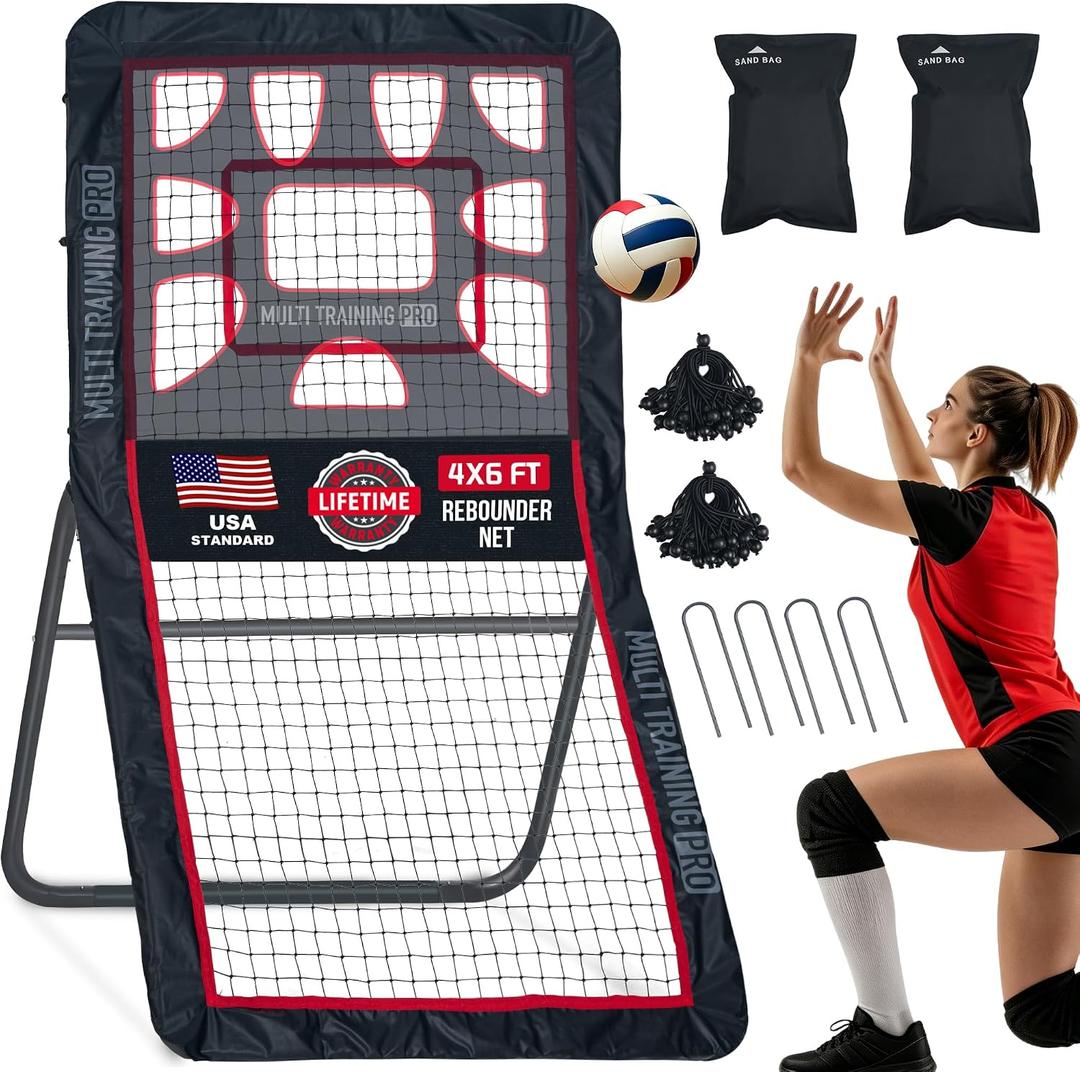 Heavy-Duty Lacrosse Rebounder for Backyard 4x7 ft/4x6 ft Volleyball Rebounder Net Bounce Back with Adjustable Angles