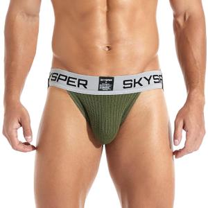 SKYSPER Jockstrap Athletic Supporters for Men Jock Strap Male Underwear Men's Thong Jockstrap Underwear (Green, XXL)