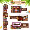 12 Pcs Luau Party Decorations Tiki Totem Pole Decor Column Card Stock 68.8 Inch Height Three Dimensional for Hawaiian Luau Birthday Party Home Outdoor Indoor Tropical Theme Decor (4 Sides)