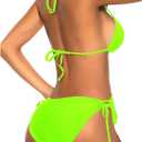 Tempt Me Women Triangle Bikini Sets Halter Two Piece Sexy Swimsuit String Tie Side Bathing Suit (Green, M)