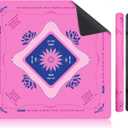 KUNTE Mahjong Mat for Table, Pink, 32x32 Inch | American Mahjong Mat with Printed Rules, Non-Slip, Quiet and Foldable, Includes Portable Tote Bag
