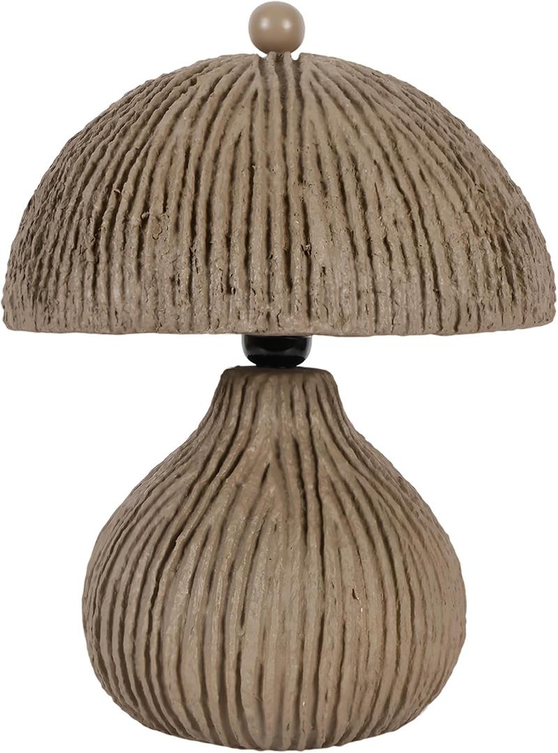 Handicrafts Home Handcrafted Paper Mache Table Lamp, 11x12.5” Modern Farmhouse Accent Lamp, Textured Dome Bedside Nightstand Light for Bedroom & Living Room, Decorative Sculptural Table Lamp