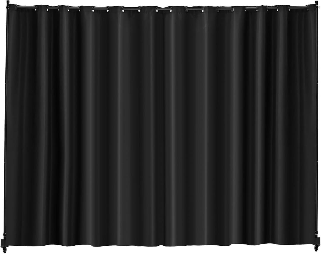 VEVOR Room Divider, Portable Panel Room Divider with Wheels Curtain Divider Stand, Freestanding Room Divider Privacy Screen for Office, Bedroom, Dining Room, Study, Black
